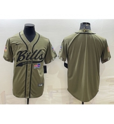 Men's Buffalo Bills Blank Olive Salute to Service Cool Base Stitched Baseball Jersey