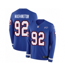 Youth Nike Buffalo Bills #92 Adolphus Washington Limited Royal Blue Therma Long Sleeve NFL Jersey