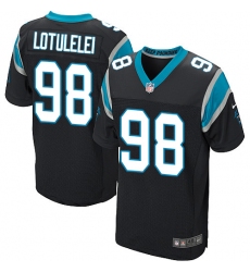 Men's Nike Carolina Panthers #98 Star Lotulelei Elite Black Team Color NFL Jersey