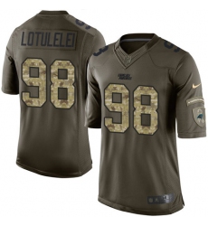 Men's Nike Carolina Panthers #98 Star Lotulelei Elite Green Salute to Service NFL Jersey