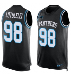 Men's Nike Carolina Panthers #98 Star Lotulelei Limited Black Player Name & Number Tank Top NFL Jersey