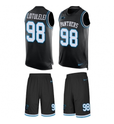 Men's Nike Carolina Panthers #98 Star Lotulelei Limited Black Tank Top Suit NFL Jersey