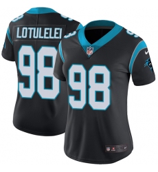 Women's Nike Carolina Panthers #98 Star Lotulelei Elite Black Team Color NFL Jersey