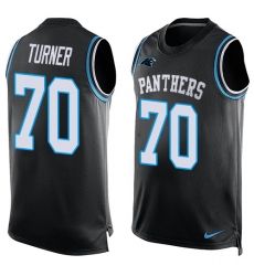 Men's Nike Carolina Panthers #70 Trai Turner Limited Black Player Name & Number Tank Top NFL Jersey
