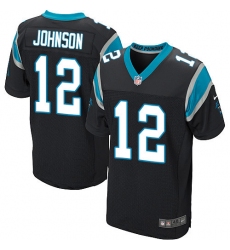 Men's Nike Carolina Panthers #12 Charles Johnson Elite Black Team Color NFL Jersey