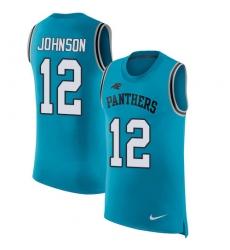 Men's Nike Carolina Panthers #12 Charles Johnson Limited Blue Rush Player Name & Number Tank Top NFL Jersey