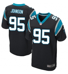 Men's Nike Carolina Panthers #95 Charles Johnson Elite Black Team Color NFL Jersey