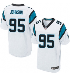 Men's Nike Carolina Panthers #95 Charles Johnson Elite White NFL Jersey