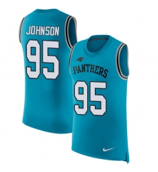 Men's Nike Carolina Panthers #95 Charles Johnson Limited Blue Rush Player Name & Number Tank Top NFL Jersey