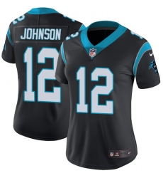 Women's Nike Carolina Panthers #12 Charles Johnson Elite Black Team Color NFL Jersey