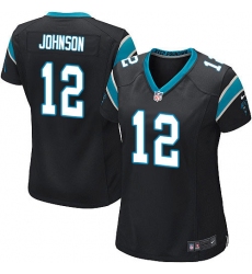 Women's Nike Carolina Panthers #12 Charles Johnson Game Black Team Color NFL Jersey