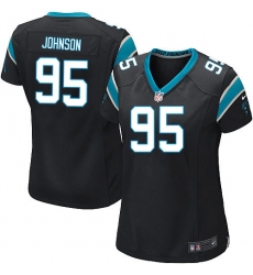 Women's Nike Carolina Panthers #95 Charles Johnson Game Black Team Color NFL Jersey
