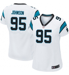 Women's Nike Carolina Panthers #95 Charles Johnson Game White NFL Jersey
