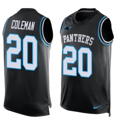 Men's Nike Carolina Panthers #20 Kurt Coleman Limited Black Player Name & Number Tank Top NFL Jersey