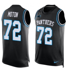 Men's Nike Carolina Panthers #72 Taylor Moton Elite Black Player Name & Number Tank Top NFL Jersey