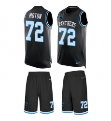 Men's Nike Carolina Panthers #72 Taylor Moton Limited Black Tank Top Suit NFL Jersey
