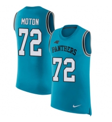 Men's Nike Carolina Panthers #72 Taylor Moton Limited Blue Rush Player Name & Number Tank Top NFL Jersey