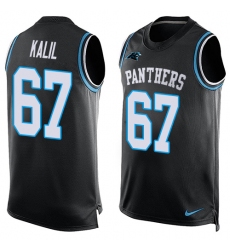 Men's Nike Carolina Panthers #67 Ryan Kalil Limited Black Player Name & Number Tank Top NFL Jersey
