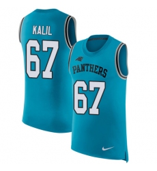 Men's Nike Carolina Panthers #67 Ryan Kalil Limited Blue Rush Player Name & Number Tank Top NFL Jersey