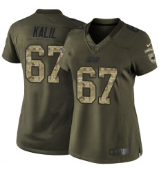 Women's Nike Carolina Panthers #67 Ryan Kalil Elite Green Salute to Service NFL Jersey