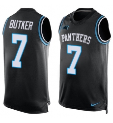 Men's Nike Carolina Panthers #7 Harrison Butker Elite Black Player Name & Number Tank Top NFL Jersey