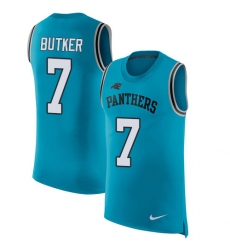 Men's Nike Carolina Panthers #7 Harrison Butker Limited Blue Rush Player Name & Number Tank Top NFL Jersey