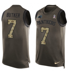 Men's Nike Carolina Panthers #7 Harrison Butker Limited Green Salute to Service Tank Top NFL Jersey