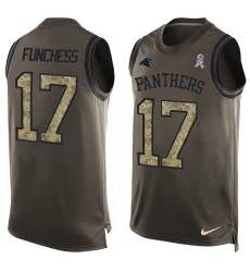 Men's Nike Carolina Panthers #17 Devin Funchess Limited Green Salute to Service Tank Top NFL Jersey
