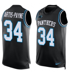 Men's Nike Carolina Panthers #34 Cameron Artis-Payne Limited Black Player Name & Number Tank Top NFL Jersey