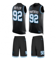 Men's Nike Carolina Panthers #92 Vernon Butler Limited Black Tank Top Suit NFL Jersey