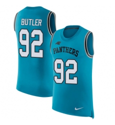 Men's Nike Carolina Panthers #92 Vernon Butler Limited Blue Rush Player Name & Number Tank Top NFL Jersey