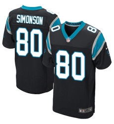 Men's Nike Carolina Panthers #80 Scott Simonson Elite Black Team Color NFL Jersey