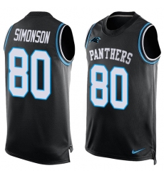 Men's Nike Carolina Panthers #80 Scott Simonson Limited Black Player Name & Number Tank Top NFL Jersey