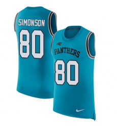 Men's Nike Carolina Panthers #80 Scott Simonson Limited Blue Rush Player Name & Number Tank Top NFL Jersey