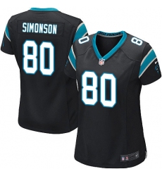 Women's Nike Carolina Panthers #80 Scott Simonson Game Black Team Color NFL Jersey
