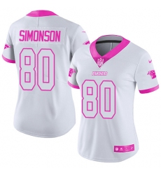 Women's Nike Carolina Panthers #80 Scott Simonson Limited White/Pink Rush Fashion NFL Jersey