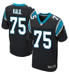 Men's Nike Carolina Panthers #75 Matt Kalil Elite Black Team Color NFL Jersey