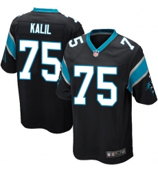 Men's Nike Carolina Panthers #75 Matt Kalil Game Black Team Color NFL Jersey