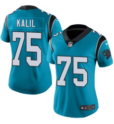 Women's Nike Carolina Panthers #75 Matt Kalil Elite Blue Alternate NFL Jersey