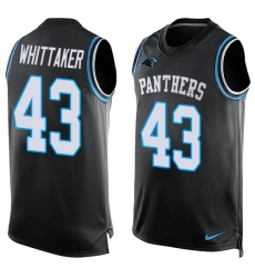 Men's Nike Carolina Panthers #43 Fozzy Whittaker Limited Black Player Name & Number Tank Top NFL Jersey