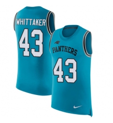 Men's Nike Carolina Panthers #43 Fozzy Whittaker Limited Blue Rush Player Name & Number Tank Top NFL Jersey