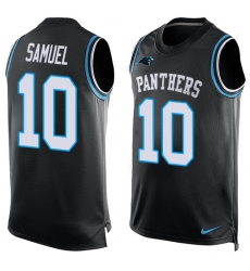 Men's Nike Carolina Panthers #10 Curtis Samuel Elite Black Player Name & Number Tank Top NFL Jersey