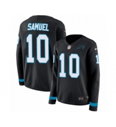 Women's Nike Carolina Panthers #10 Curtis Samuel Limited Black Therma Long Sleeve NFL Jersey