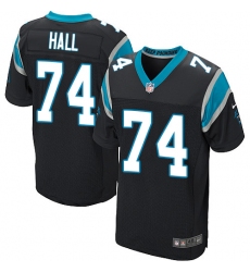 Men's Nike Carolina Panthers #74 Daeshon Hall Elite Black Team Color NFL Jersey