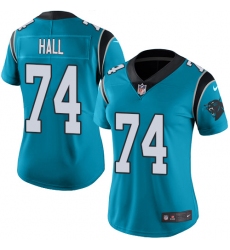 Women's Nike Carolina Panthers #74 Daeshon Hall Elite Blue Alternate NFL Jersey