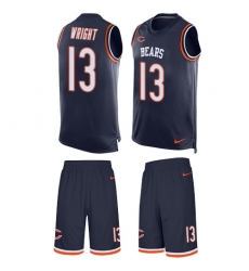 Men's Nike Chicago Bears #13 Kendall Wright Limited Navy Blue Tank Top Suit NFL Jersey