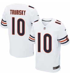 Men's Nike Chicago Bears #10 Mitchell Trubisky Elite White NFL Jersey