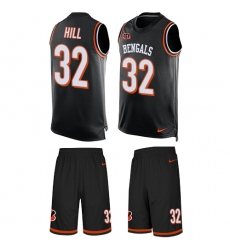 Men's Nike Cincinnati Bengals #32 Jeremy Hill Limited Black Tank Top Suit NFL Jersey