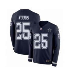 Youth Nike Dallas Cowboys #25 Xavier Woods Limited Navy Blue Therma Long Sleeve NFL Jersey