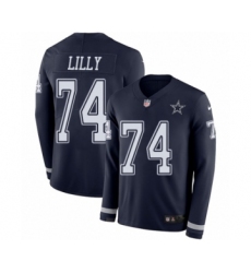 Men's Nike Dallas Cowboys #74 Bob Lilly Limited Navy Blue Therma Long Sleeve NFL Jersey